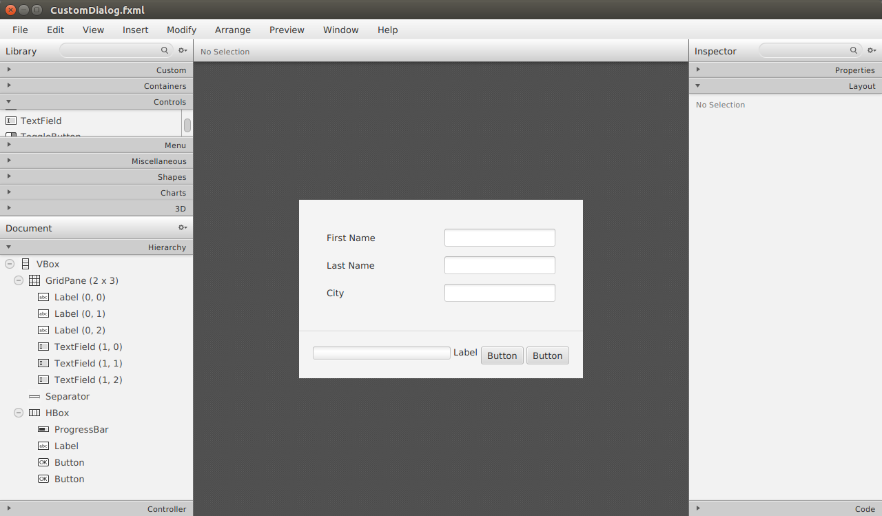 Screenshot of Scene Builder After Margins and Spacing Applied