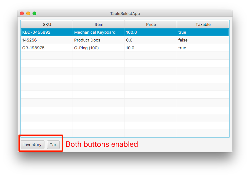 TableView With First Items Selected