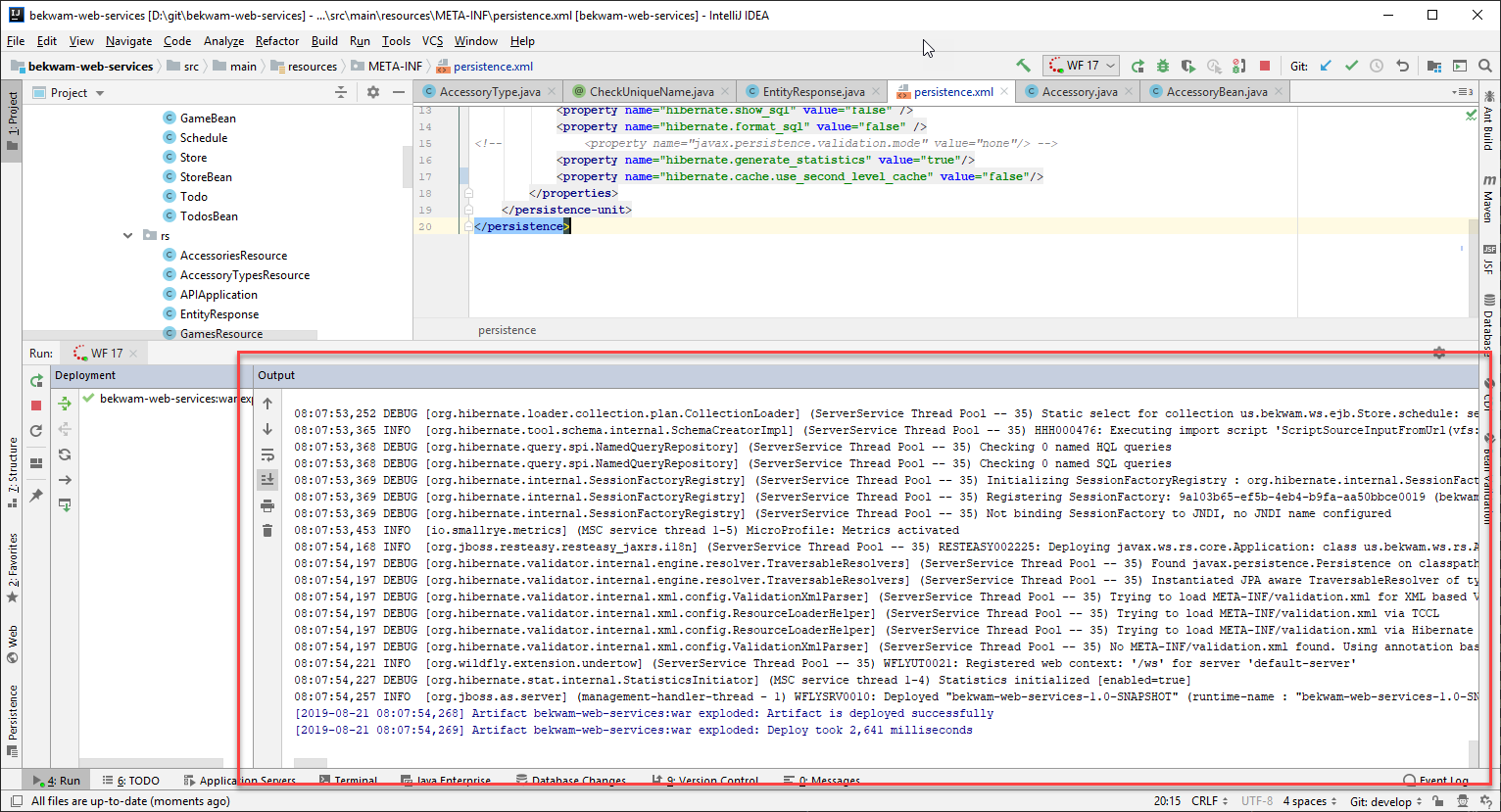 Screenshot of IntelliJ Output Pane