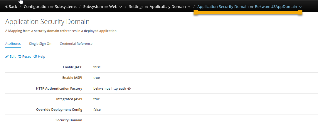 Application Security Domain Screen